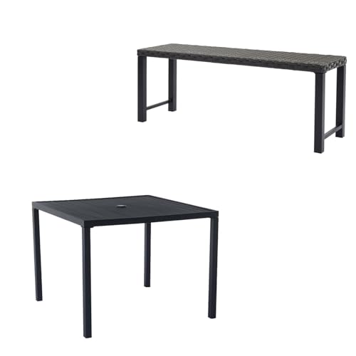 Stabrech Rattan Outdoor Patio Dining Set with 1 Benches