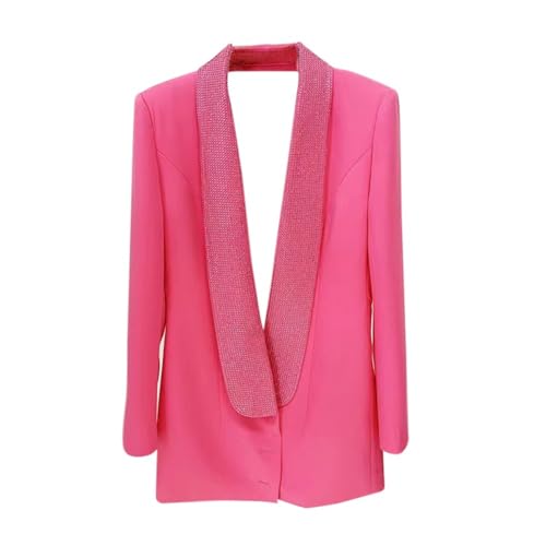 Luxury Diamond Jacket for Women Deep V-Neck Backless Sexy Long Blazer