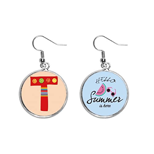 Pendientes de sandía y letra T naranja un accesorio veraniego para el lóbulo