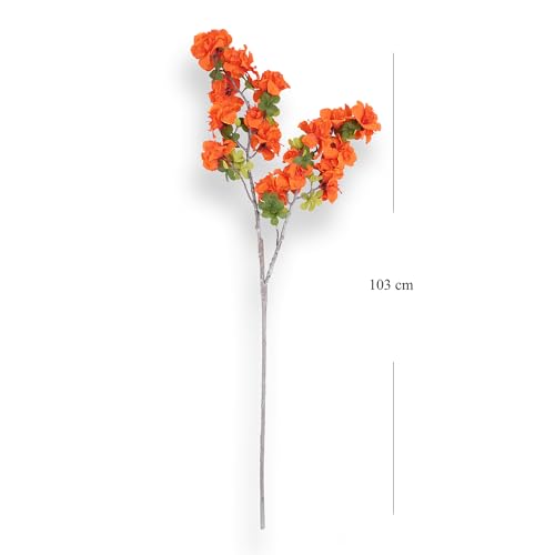 Image of Pure Home + Living Orange Azalea Faux Flower Stem Plastic Flowers Sticks for Gifting, Home, Bedroom, Balcony, Living Room,Table Decoration,Craft Items, (Height-103 CM) Pack of 1