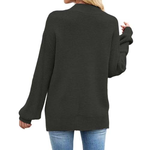 Image of Generisch Women's Knitted Jumper with Half Neck in Casual Fit as a Comfortable Basic Top for Winter, black, M