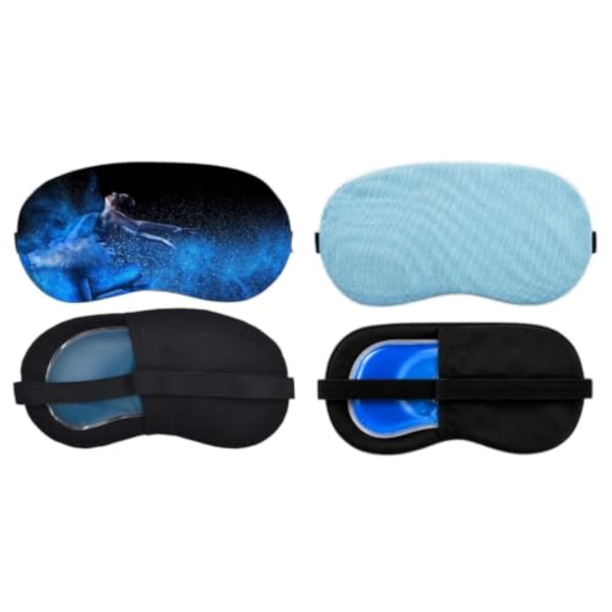 Sleeping Eye Mask Combo Pack of 2, Soft Fabric, Light Blue Plain