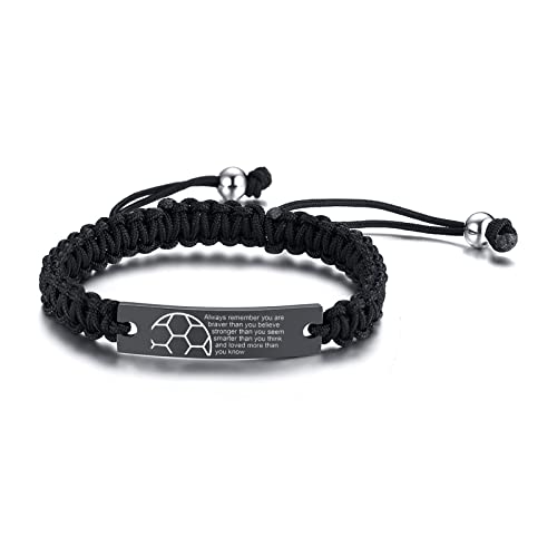 VNOX Soccer Bracelet For Men - Handmade Rope Bracelet Engraved Inspirational Quote Soccer Customized Gifts For Birthday Christmas | Gifts For Men Teen 8-12 Soccer Players