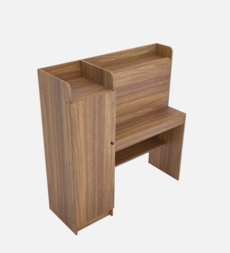 Image of NEUDOT Vision Engineered Wood Study Table with Single Door Storage | Leon Teak Finish | Compact & Modern Work Desk | Durable Study & Laptop Table
