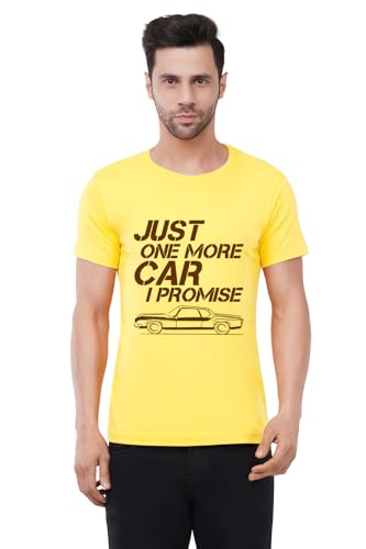 Image of Caseria Men's Cotton Printed T-Shirt -Just One More Car | 100% Cotton | Half Sleeves | Regular Fit | Printed | Round Neck | Graphic T Shirt