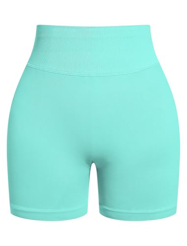 OMEWEE Workout sets for women 2 piece:Spaghetti Straps BacklessTop Bra and Anti-squat shorts for yoga Mint green M — view 3