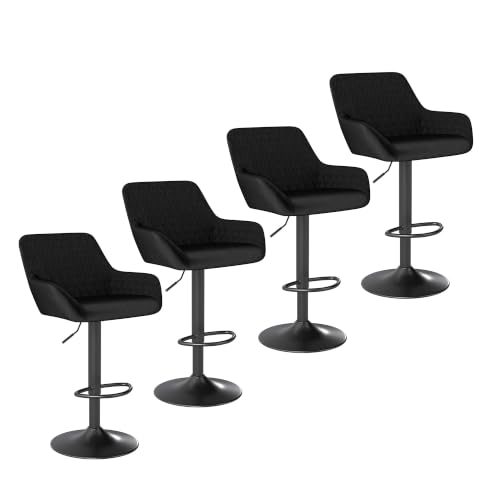 Image of ralex-chair Bar Stools Set of 4, Height Adjustable Swivel Barstools, Black