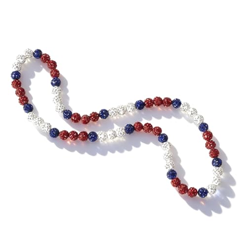 AUSGER Baseball Ice Collection Necklace for Boys Men Sparkly Elastic Bling Beaded Rhinestone Necklace Drip Gift for Girls Kids Players