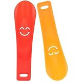 [TOGEVAL] 2個ポータブル靴ヘルパー 靴べら ショートハンドル シューズ着用ツール 黄色と赤のデザイン 子供から高齢者まで対応 旅行に