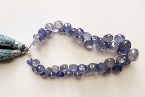 Briolettes d'oignon Iolite haut de gamme taillées main pour joaillerie fine, rang de 3,5" KS5052