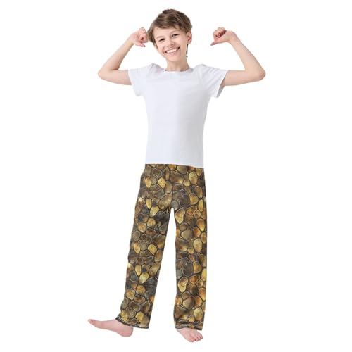 Boys' Pants Gold Snakeskin Texture Long Bottoms Jogger Pants Elastic Waist Trousers with Pockets S-XL2