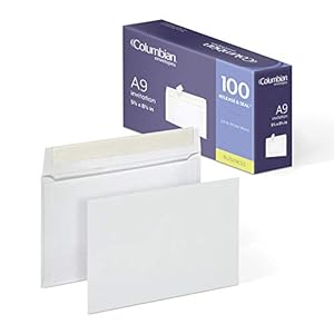 Columbian Invitation & Greeting Card Envelopes, A9, 5-3/4″ x 8-3/4″, Self-Seal Closure, Straight Flap, White Wove, 100/Box (COLO468)