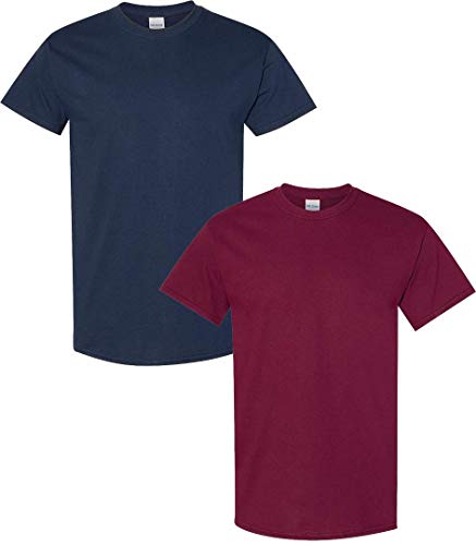 T-shirt en jersey Gildan col montant bleu XX-Large haut coton extensible homme
