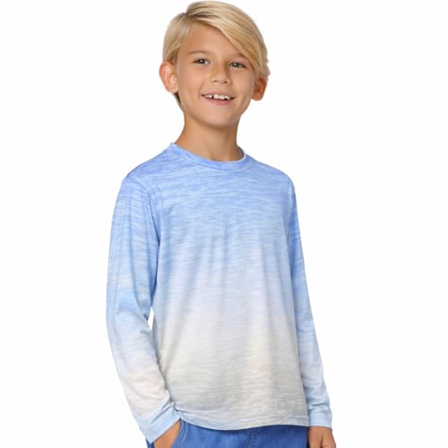 INGEAR Boys Swim Shirt UPF 50+ Rash Guard for Boys Long Sleeve Quick Dry Kids Sun Shirt, Lightweight Boys Rash Guard Swim Top True Blue