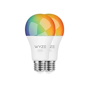Wyze Bulb Color, 1100 Lumen WiFi RGB and Tunable White A19 Smart Bulb, Works with Alexa and Google Assistant, Two-Pack