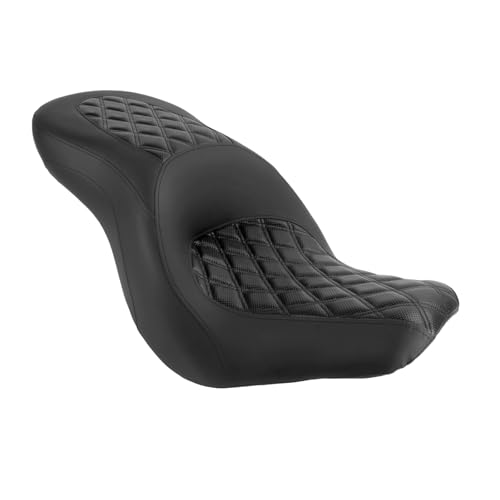 One-Piece Driver Passenger Seat Motorcycle 2-Up Seat Compatible with Harley Softail Sport Glide FLSB Low Rider FXLR FXLRS FXLRST 2018-Later (Black Diamond Stitching)