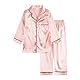 Verve Jelly Pyjama-Set für Kinder Mädchen Jungen langärmelig 2-teilig Nachtwäsche Button-Down-Hemd Hose weiche Nachtwäsche Sommernachthemd 150 Beansand 10-11 Jahre