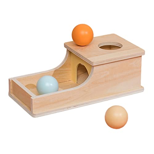 Boîte de permanence d'objets en bois avec tiroir et boule jouet