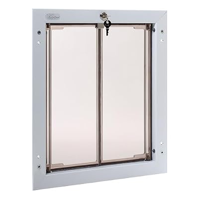 Plexidor Performance Door Mount Pet Doors - with Lock and Key - Energy Efficient Two Panel - White