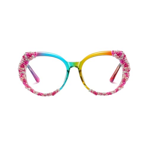 Image of Melrose Fashion ladies blue blocking reading glasses, irregular colorful anti-fatigue /glare female computer games presbyopia