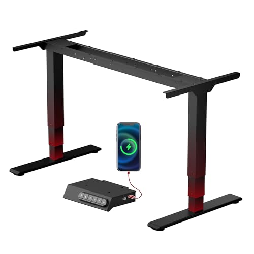 SANODESK Höhenverstellbarer Schreibtisch Gestell mit 2 starken Motoren 3-stufige tischgestell höhenverstellbar mit 4 Memory-Steuerung passt für alle gängigen Tischplatten (Plus)
