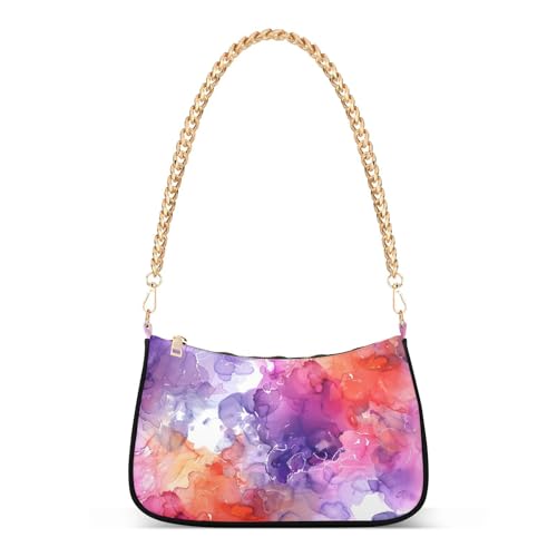 Bolso de hombro para mujer naranja y morado miniatura 1