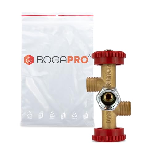 BOGAPRO Doppelabzweigventil für Propangasflaschen, Abzweigventil für 2 Gasgeräte für Gasflasche mit max. 11kg, inkl. Polybeutel