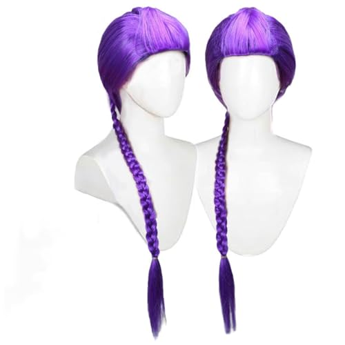 POUWENEY Purple Braided WigLong Braided Ponytail Wig - Anime Cosplay Wigs for Halloween Costume Party