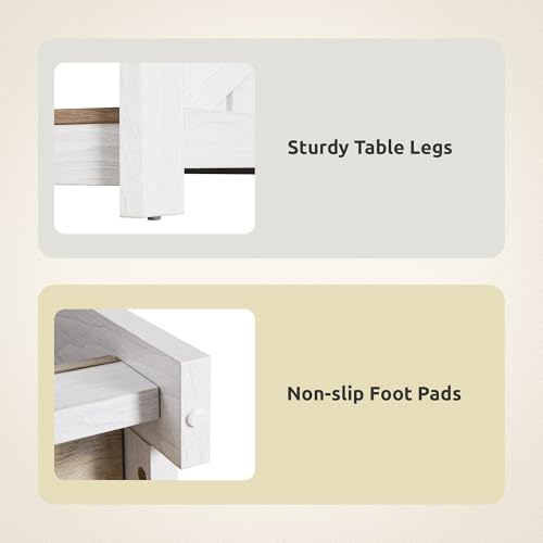 GOOBED Farmhouse Sqare Coffee Tables for Living Room with Storage, Grey Wash Coffee Table 2 Tier Spaciou Storage Shelf, Modern Center Table Small Coffee Tables, Grey Wash
