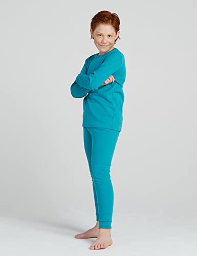 Lapasa Boys 100% Cotton Thermal Underwear Set, Long Johns, Base Layer Top & Bottom(Bluish Green,13 Years) #TOP1