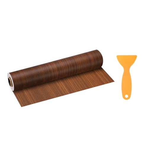 Image of HARFINGTON Wood Grain Repair Tape 11.8 Inch x 33ft Self Adhesive Repair Patch Tape Simulated Wooden Floor Tapes with Plastic Scraper for Tables Doors Windows Furniture, Teak