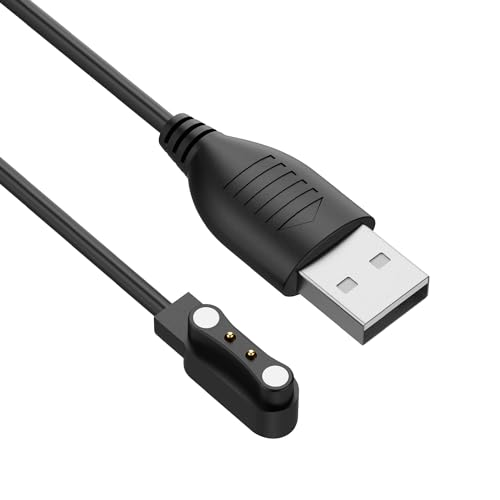 Amzhero Magnetic Smart Watch Charger 2 pin 4mm Compatible, Nerunsa/dotn//Popglory/Ddidbi P66, Motast/Ordtop P32, Fitpolo/TOOBUR IDW19 etc(Black)