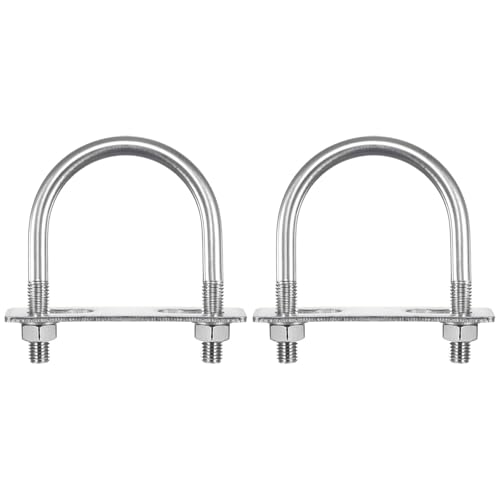 Image of TA-VIGOR 2 Sets M10 Round U Bolts, 65mm Inner Width 97mm Length 304 Stainless Steel U Bolts with Nut, Plate, Washer for Attaching Pipe, Conduit, Cable, Tube, Brackets, Boat and Trailer