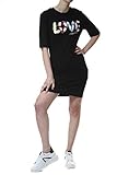  Love Moschino T- Line Dress-Maxi Love Lifesaver Hearts Embroidery Robe de soirée décontractée, Black, 40 Femme