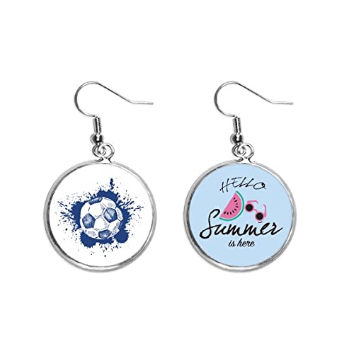 Pendientes de fútbol y sandía en tinta azul para tus looks de terraza