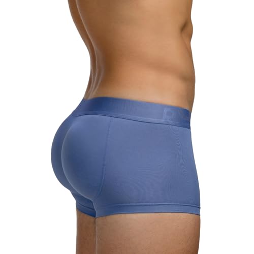 Rounderbum Mens Padded Underwear Trunks with Removable Butt Enhancing Pads - Blue Ice Large - Padded Tech Body Shaping Invisible Under Clothing More Volume Instantly