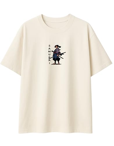 Image of Samurai Warrior Oversized T-Shirt for Kids 4-17 Years | Anime Samurai Front & Back Print | Boys & Girls Cotton Casual Tee