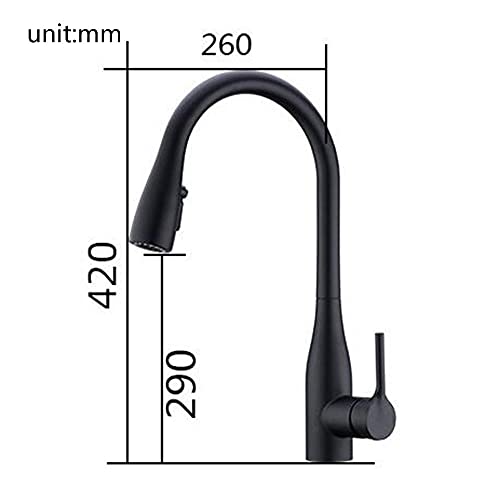 Mitigeur de cuisine en laiton laqué noir avec douchette rotative - 7