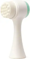Escova Facial 2 em 1 com cerdas para limpeza profunda e esponja de silicone que massageia e revitaliza a pele do rosto (Branco e verde)
