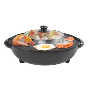 Circular Edition Hotpot Grill Combo Indoor BBQ, Electric Hot Pot with Divider, Portable Smokeless Grill,for Family and Friends Dinner