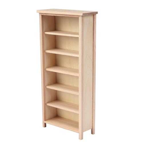 Casa de muñecas escala 1:12 con mini estantería Angoily de madera para montaje DIY
