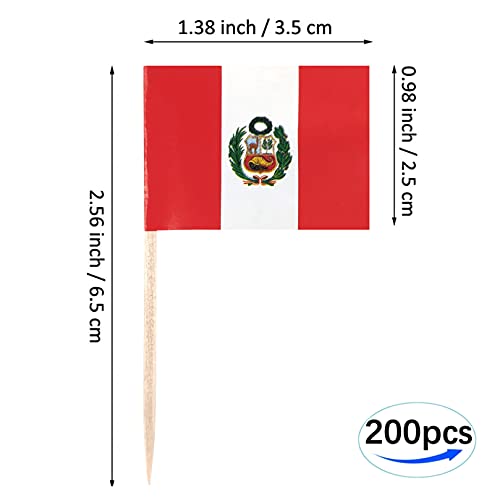 JBCD Peru Toothpick Flag Peruvian Mini Small Cupcake Topper Flags (200 pcs)
