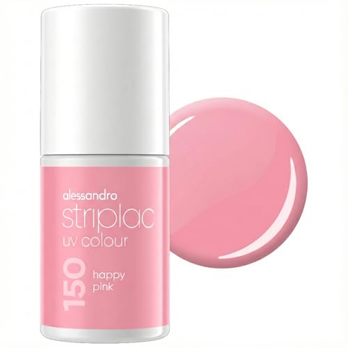 alessandro Striplac UV-Nagellack Happy Pink - Deckend & Kratzfest bis zu 15 Tage - Leichtes Auftragen - Schonende Abziehtechnologie - Vegan - Rosa, 6,5ml