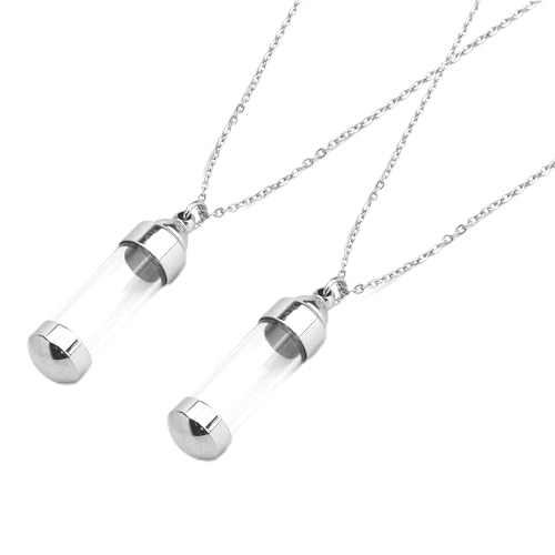 Marsrut 2X Blood Vial Necklace Kit Cremation Urn Necklace for Ashes Tube Necklace Pendant Cremation Urns Jewelry for Ashes Holder Keepsake Memorial