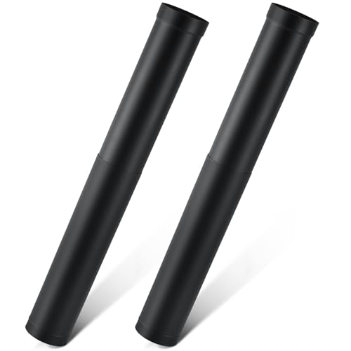 Yaocom 2 Pcs 8" Single Wall Stove Pipe 38" to 70" Telescoping Pipe Burning Chimney Wood Connector to Vent Smoke or Exhaust, Black
