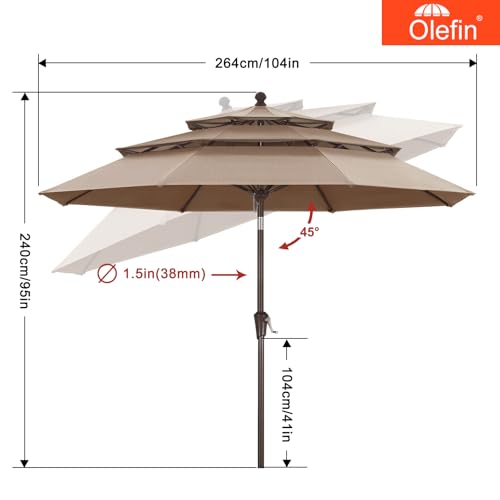 Image of MASTERCANOPY 9ft 3-Tier Olefin Patio Umbrella, Brown & Beige Stripes
