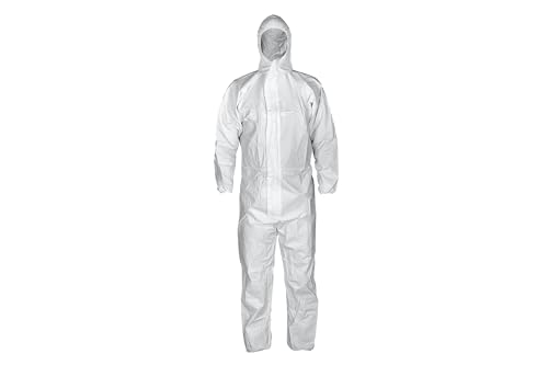 HAMAKA Mono protector – Paquete de 10 – Impermeable con cremallera – Cintura elástica – Ideal para pintores y trabajos de pintura, Blanco, Talla única