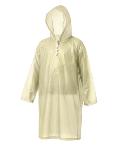 Image of Destinio Raincoat for Kids 6-12 Years, Waterproof Poncho for Kids, Thick PVC Knee Length Raincoat for Boys, Full Sleeve, Hood with Drawstring, Reusable Rain Coat for Girls, School Children