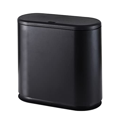 12L Slim Bathroom Trash Can with Press Top Lid