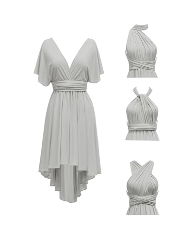 Image of Women's Short Convertible Dress with Bandeau High Low Infinity Bridesmaid Dresses Multi-Way Transformer Formal Dress